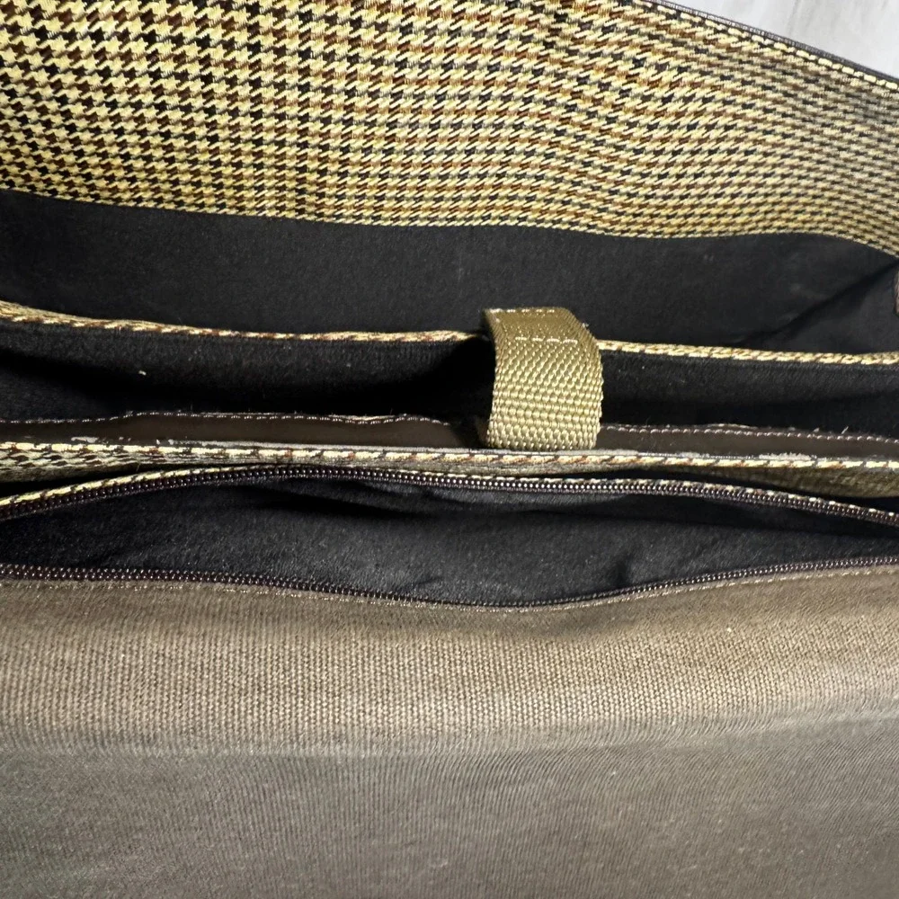 Cutter & Buck Mens Brown‎ Leather Canvas Briefcase Messenger Bag Business Laptop